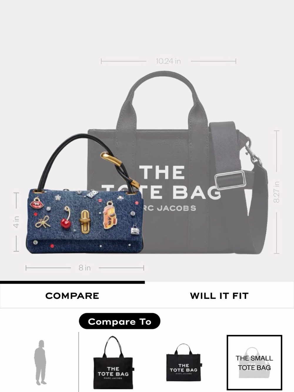 Marc Jacobs THE TRINKET CHARM DENIM MINI DUAL BAG - Picture 6 of 6